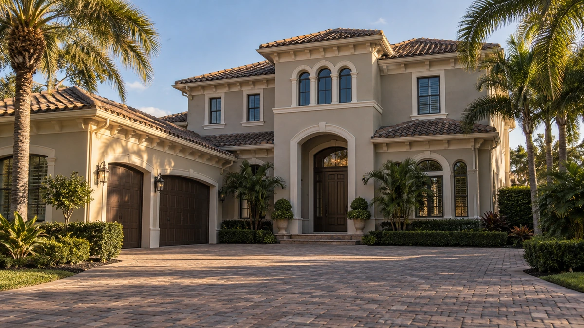 A freshly painted Florida home exterior in Palm Harbor