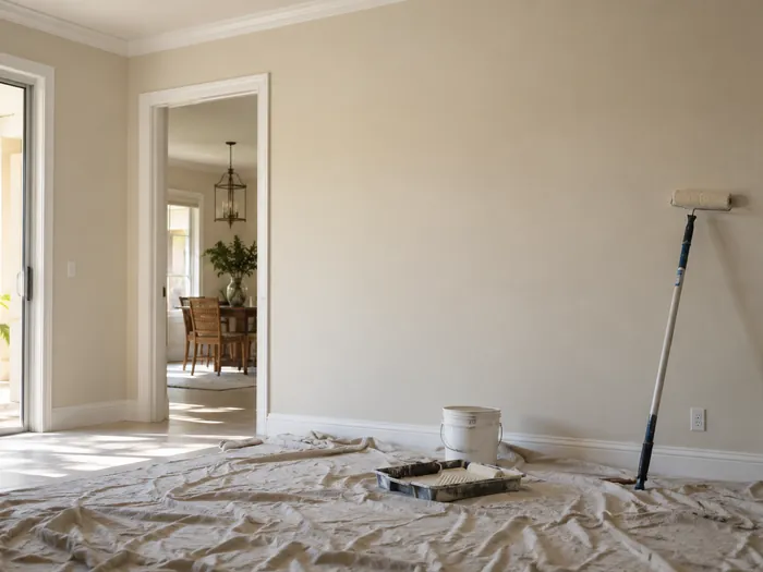 Freshly painted interior living space with clean trim lines
