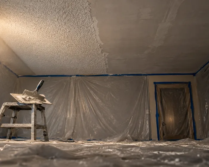 Smooth finished ceiling after popcorn texture removal