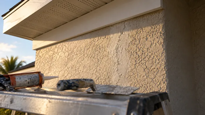 Stucco and Carpentry Repair job by Sunrise Quality Painting